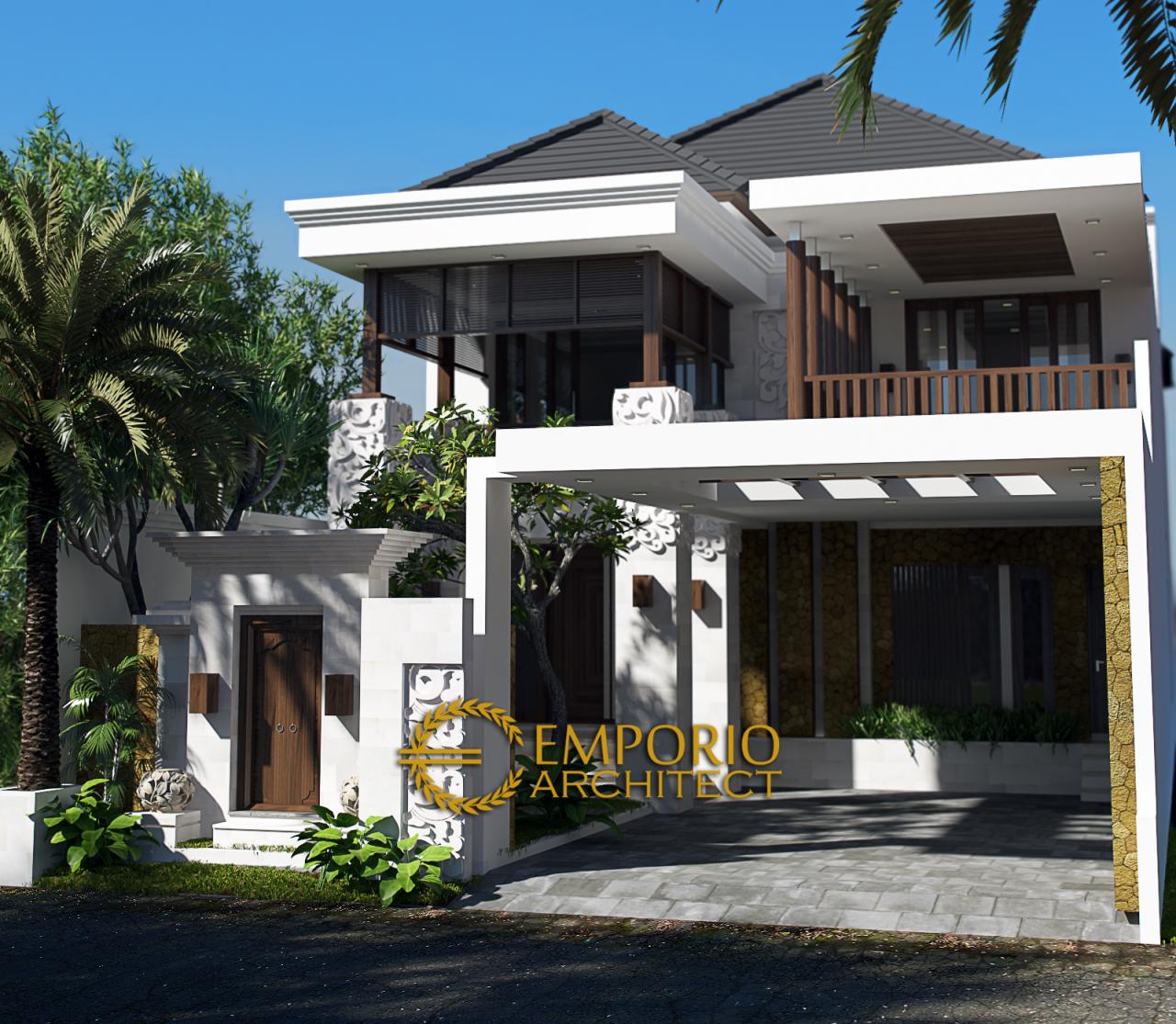 Desain Tampak Depan Rumah Villa Bali 2 Lantai Ibu Epril di Jakarta 1