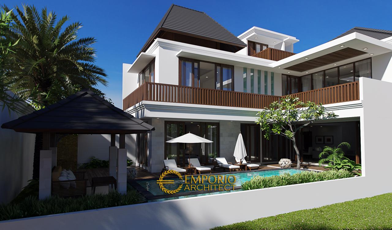 Desain Tampak Belakang Rumah Villa Bali 2 Lantai Ibu Epril di Jakarta 2