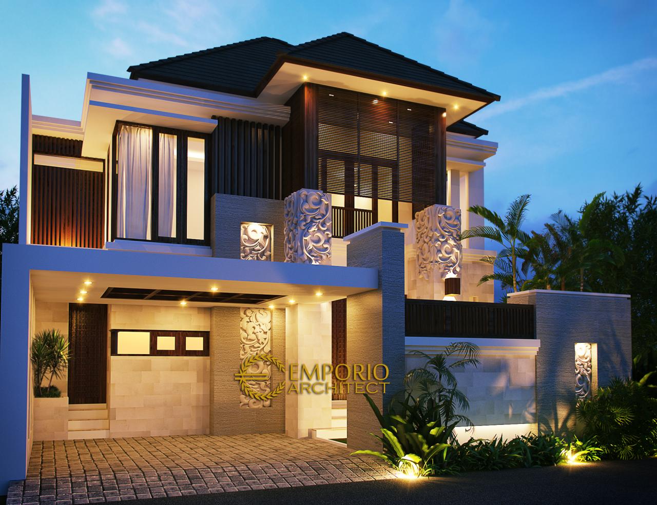 Desain Rumah Villa Bali 2 Lantai Ibu Fitri di Bandung