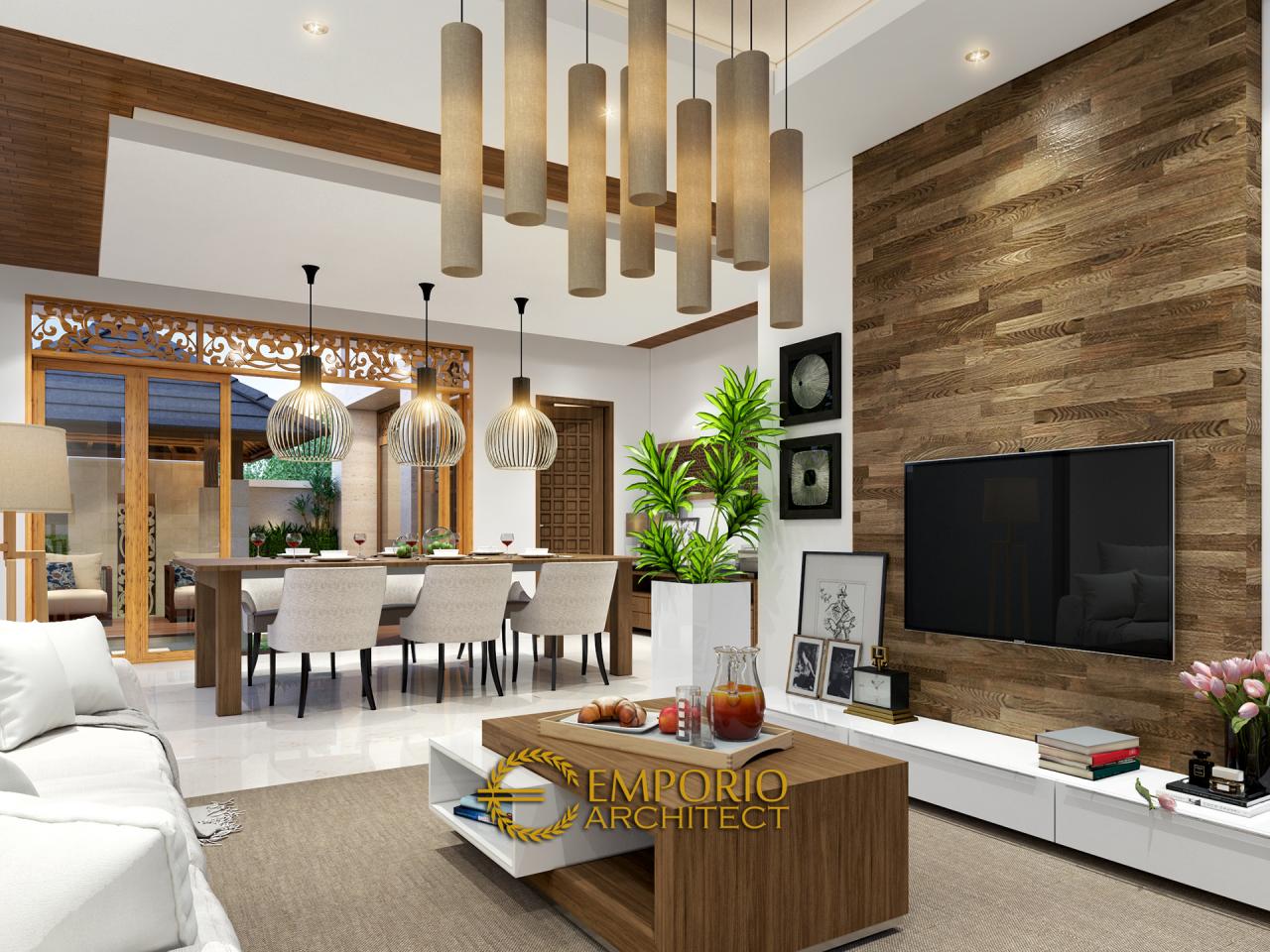 Desain Ruang Keluarga dan Ruang Makan Rumah Villa Bali 2 Lantai Ibu Fitri di Bandung 4