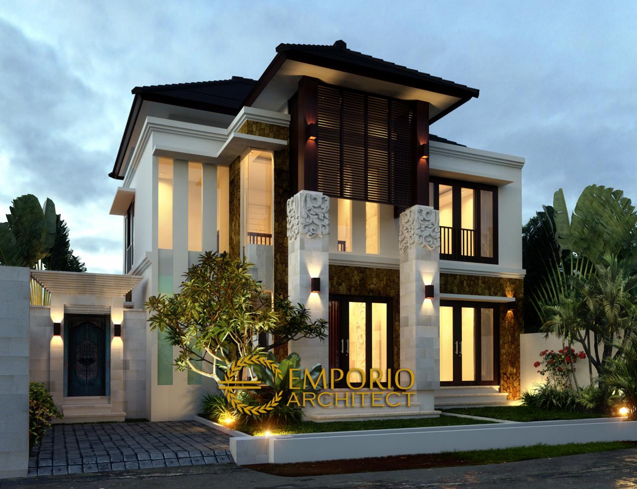 Desain Tampak Depan Rumah Villa Bali 2 Lantai Ibu Ketut Maryani di Tegal Cupek, Kuta Utara 1