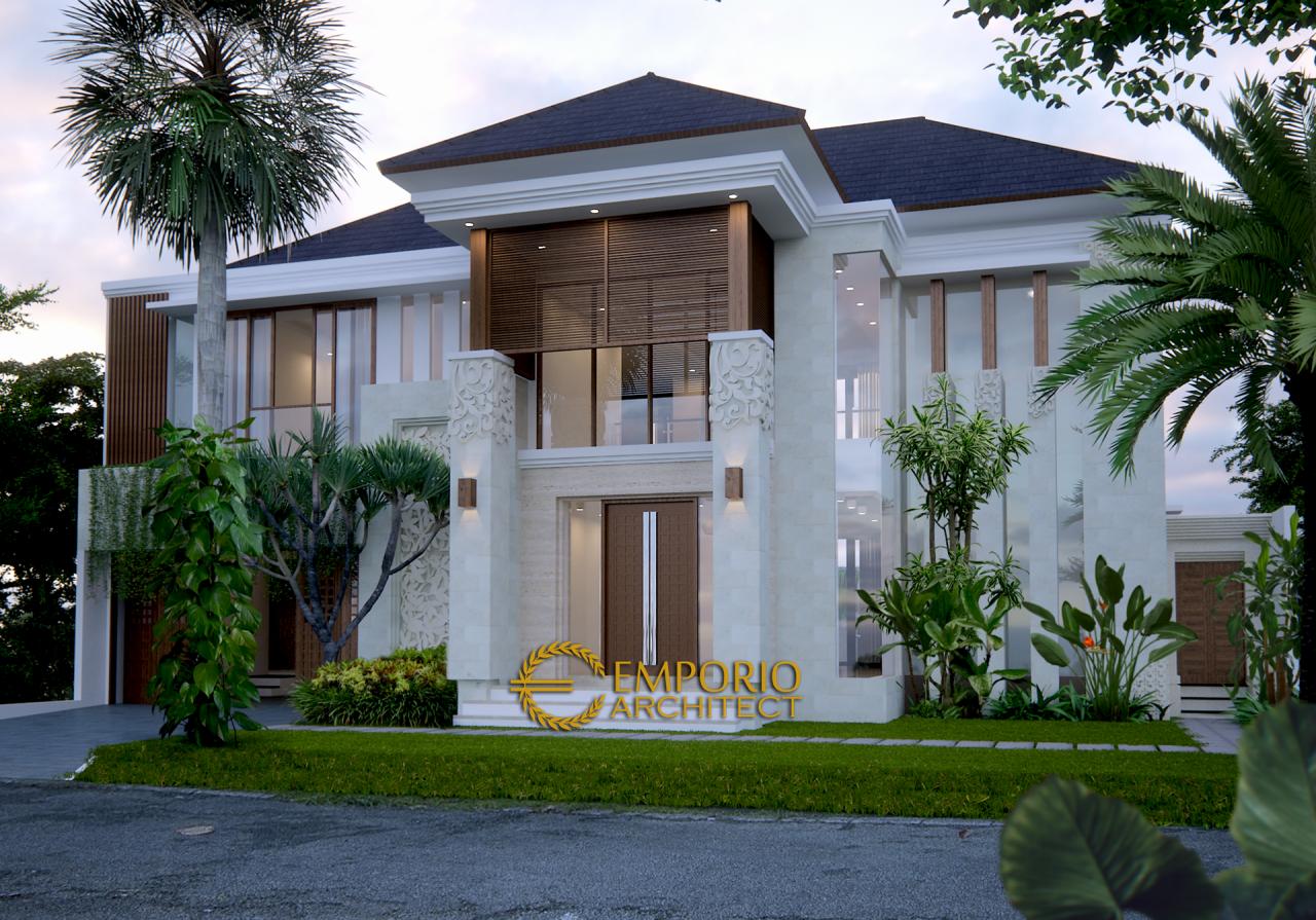 Desain Tampak Depan Rumah Villa Bali 2 Lantai Ibu Yusoa di Bekasi, Jawa Barat 1