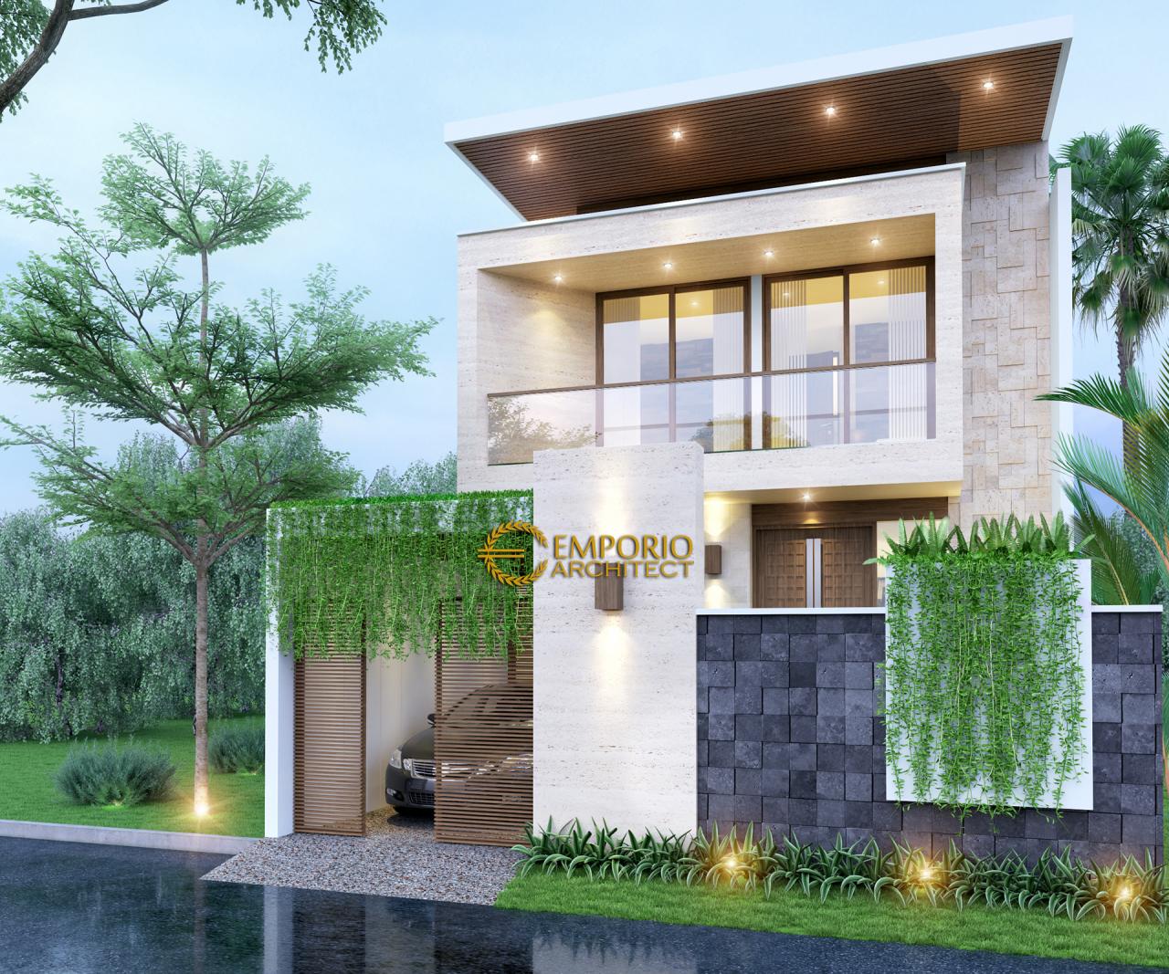 Desain Tampak Depan Dengan Pagar Rumah Modern 2 Lantai Ibu Ocha di Jakarta 2