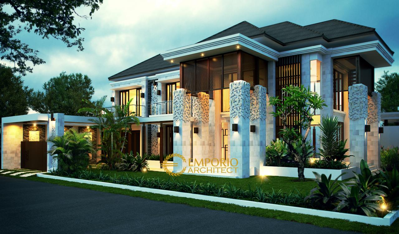 Desain Rumah Villa Bali 2 Lantai Ibu Rina di Cibubur, Jakarta 1