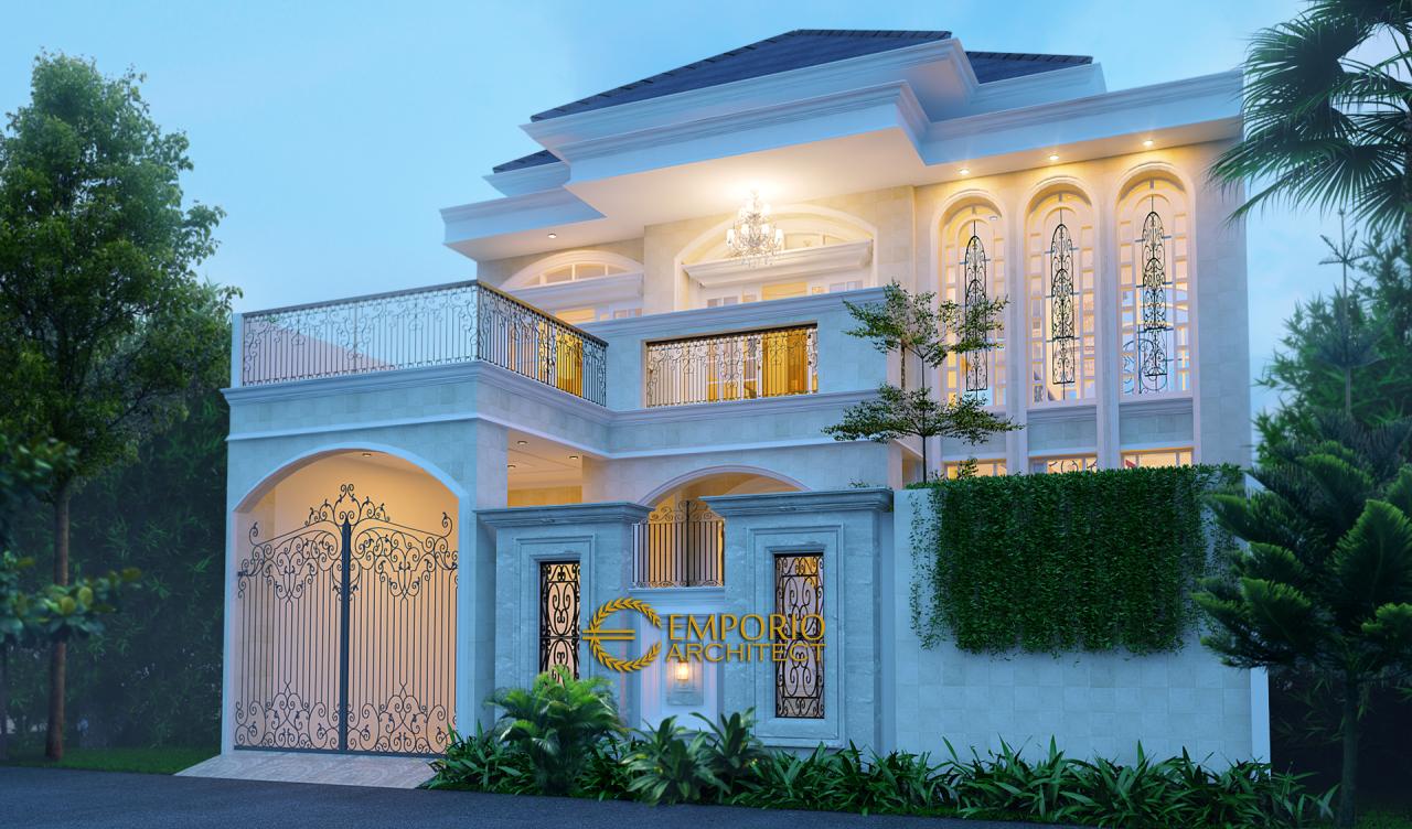 Desain Tampak Depan Rumah Classic 2 Lantai Ibu Yanti di Jakarta 1