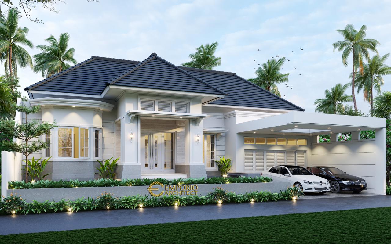 Desain rumah Classic 1 lantai milik Bapak Dede Darsono di Indramayu, Jawa Barat