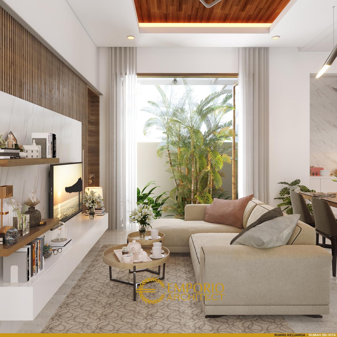 Desain Ruang Keluarga Rumah Villa Bali 2 Lantai Ibu Rita di Jakarta Barat 4
