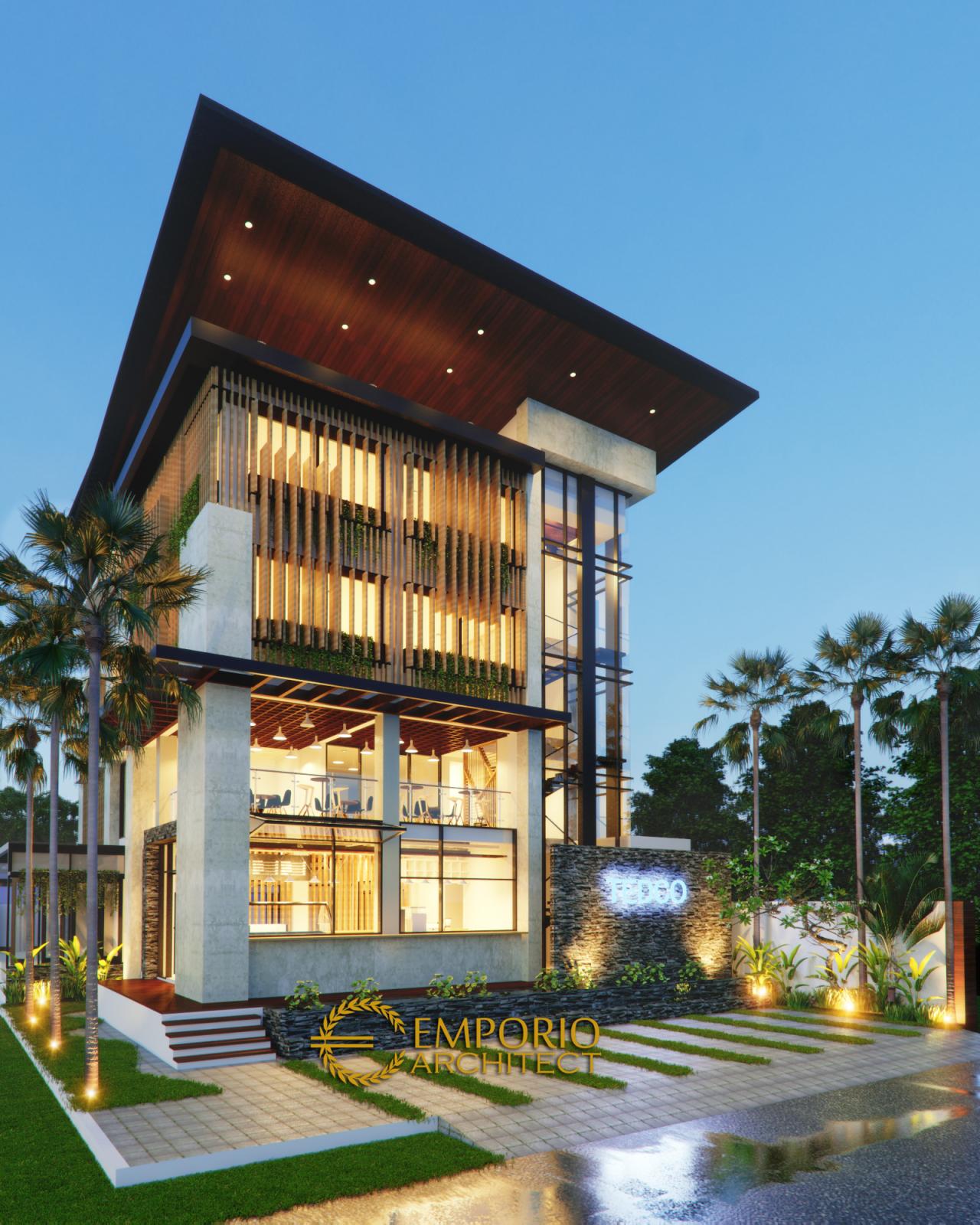 Desain Tampak Depan Kantor Modern 5 Lantai Bapak Teddy di Jakarta 1