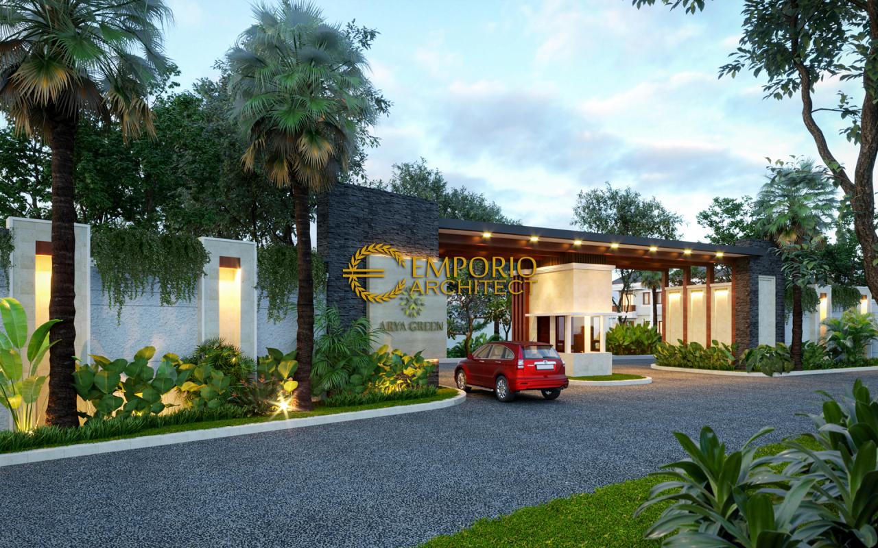 Desain Gateway Perumahan Arya Green Pamulang Villa Bali 2 Lantai Lebar 6 by Abipraya Properti di Jakarta 3