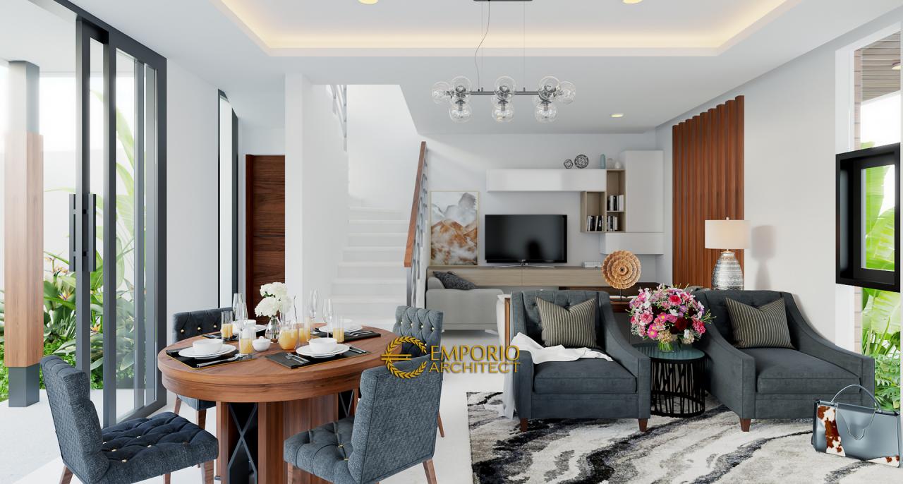 Desain Ruang Keluarga dan Ruang Makan Perumahan Modern 2 Lantai Arya Green Simatupang Type B di Jakarta 3