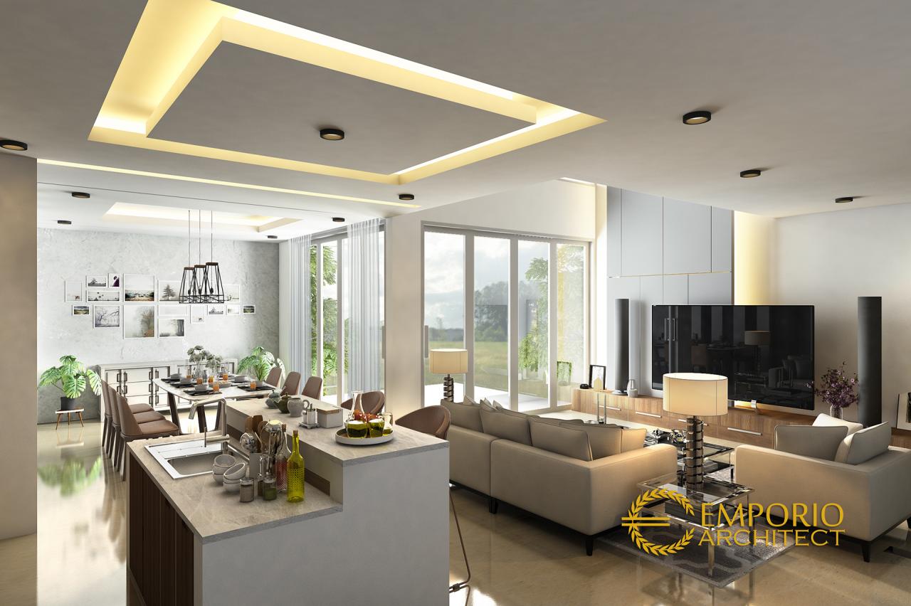 Desain Ruang Keluarga, Ruang Makan, dan Dapur Rumah Modern 4 Lantai Bapak Alan di Jakarta 2