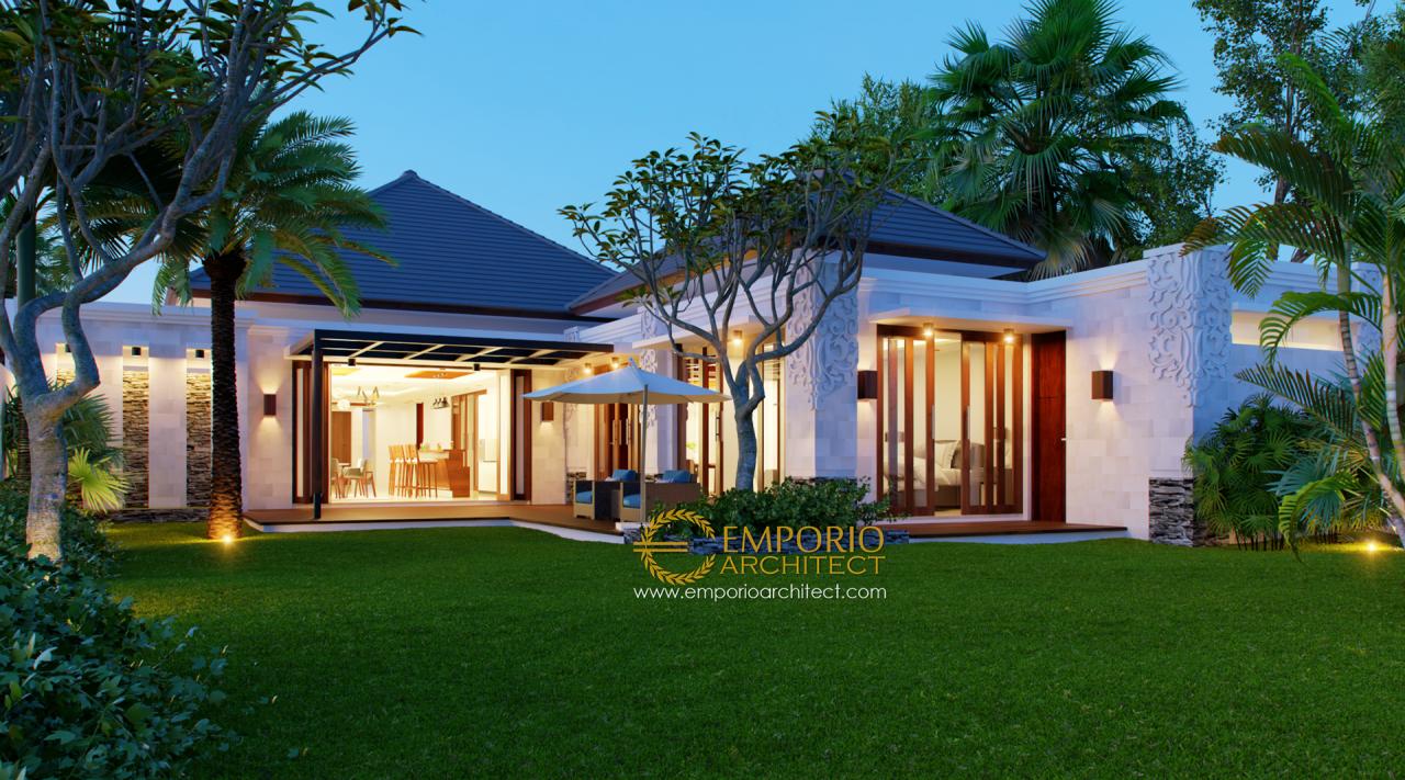 Desain Tampak Belakang Rumah Villa Bali 1 Lantai Bapak Arnold di Jakarta 2