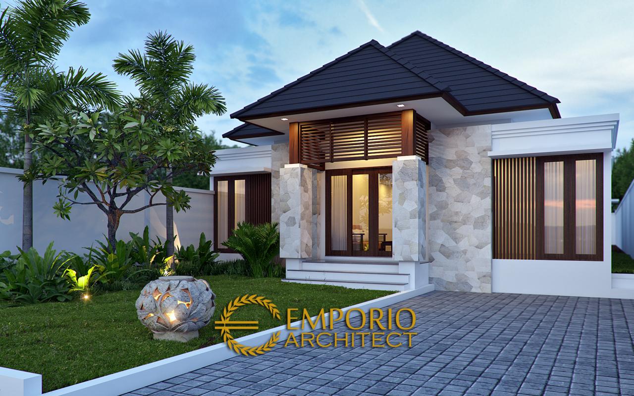 Desain Exterior Rumah Villa Bali 1 Lantai Bapak Hasiholan di Medan 1