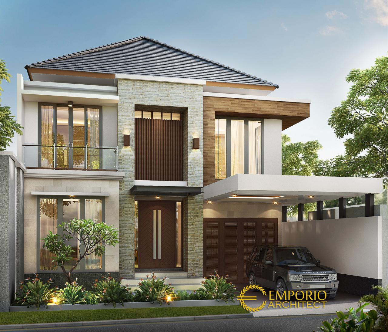 Desain Tampak Depan Rumah Modern 2 Lantai Bapak Sadeko di Jakarta 1