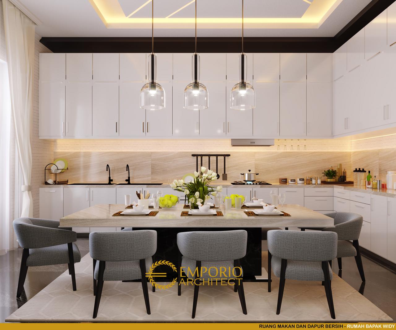 Desain Ruang Makan Rumah Modern 3 Lantai Bapak Widy di Jakarta 5