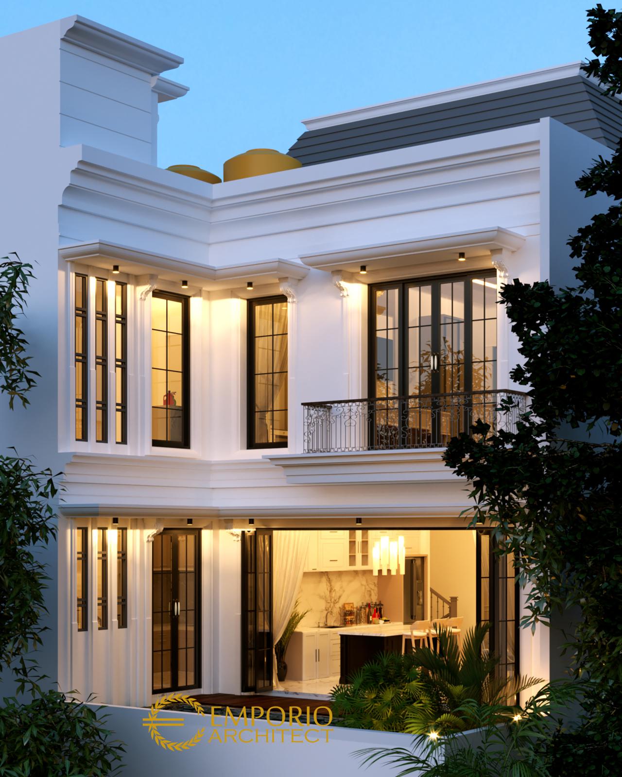 Desain Tampak Belakang Rumah Classic 3 Lantai Ibu Juli di Jakarta 2