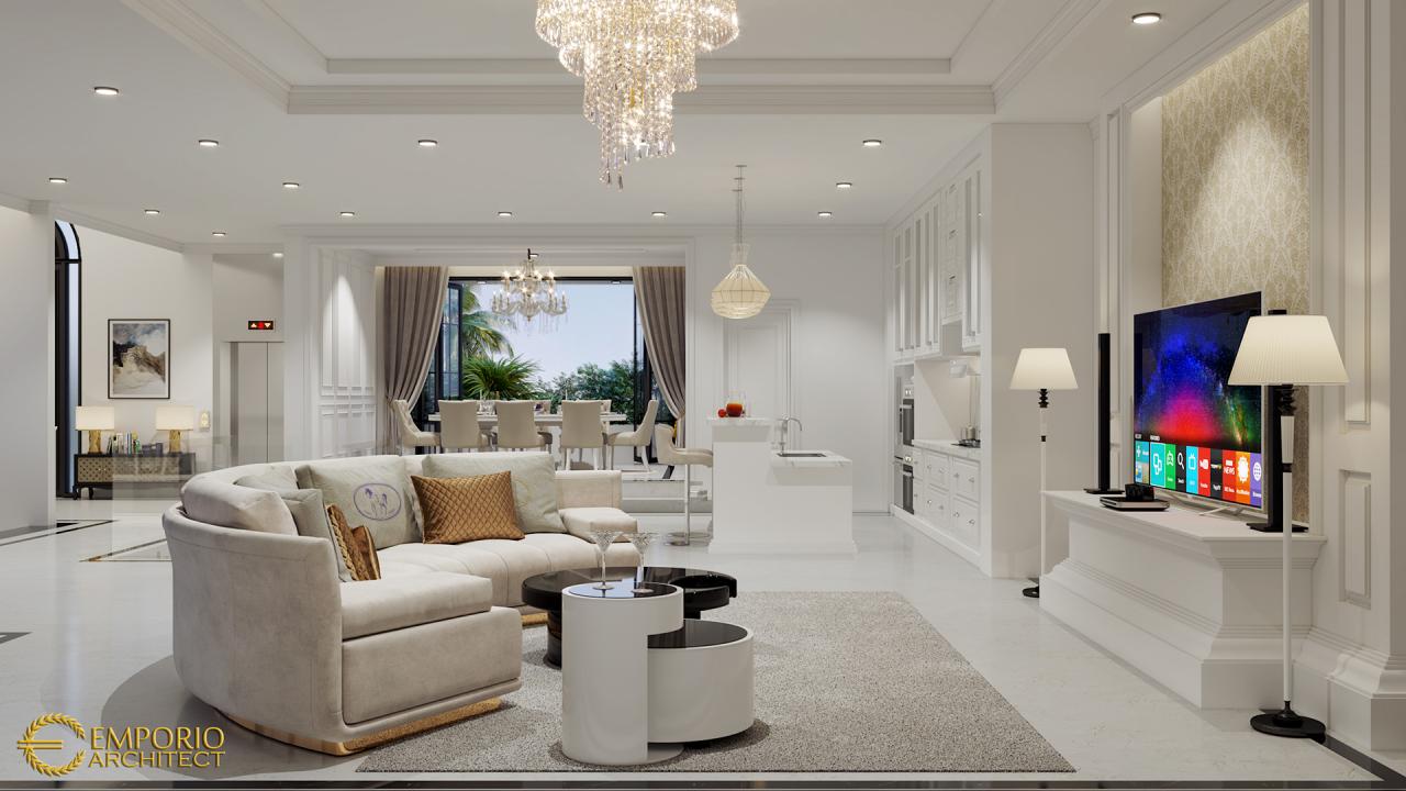 Desain Ruang Keluarga Rumah Mediteran 3 Lantai Ibu Widyana di Jakarta 3