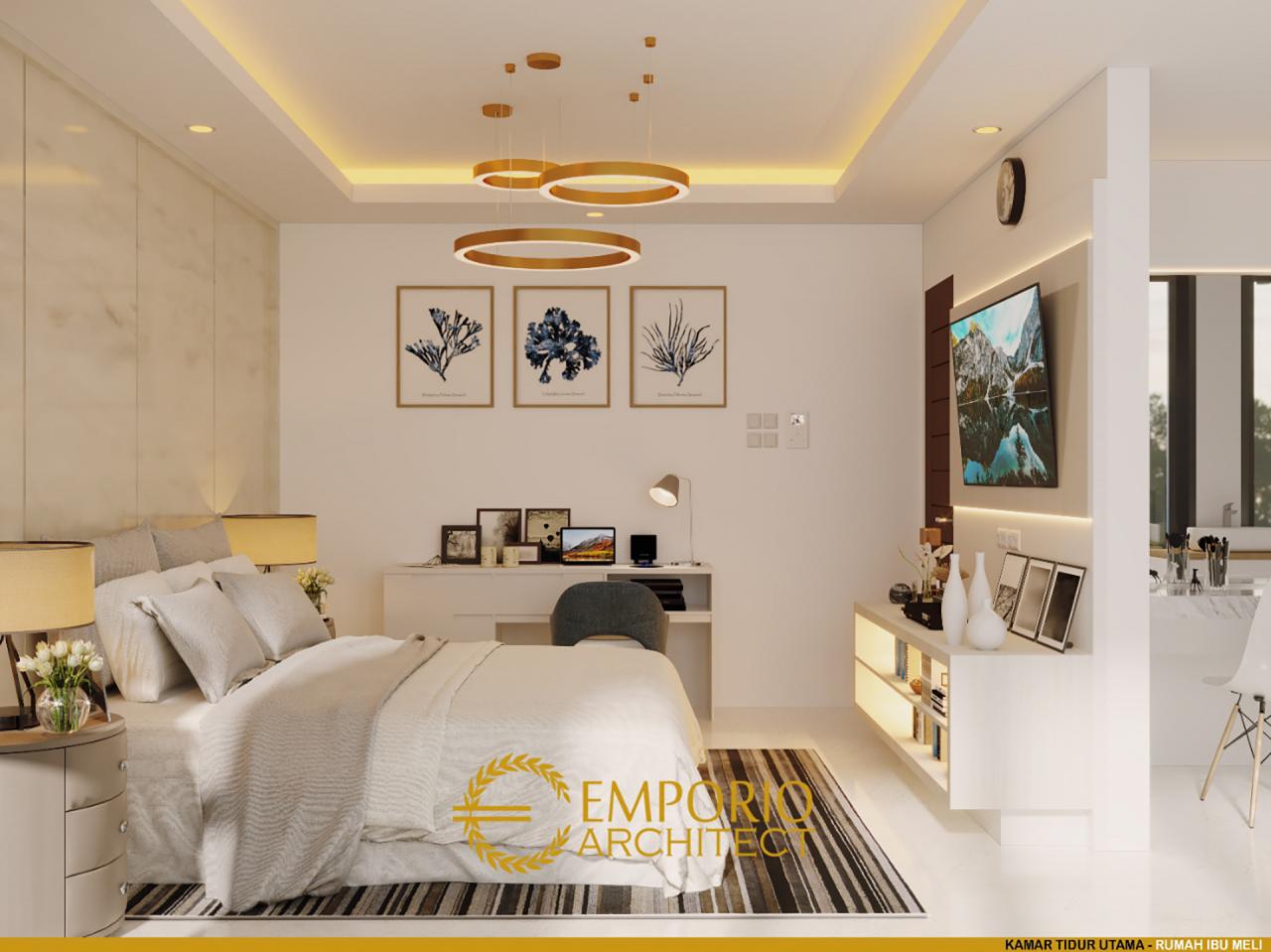 Desain Kamar Tidur Utama Rumah Modern 3 Lantai Ibu Melly di Jakarta 6