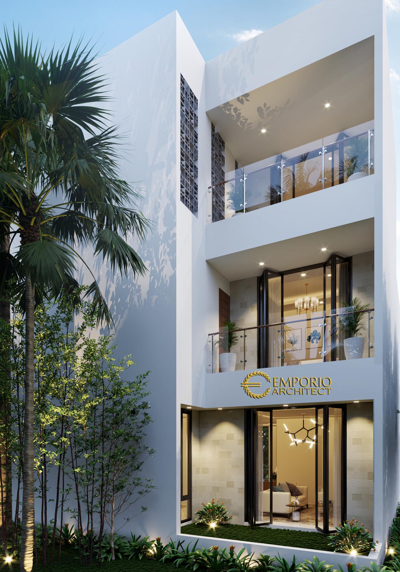 Desain Tampak Belakang Rumah Modern 3 Lantai Ibu Melly di Jakarta 2