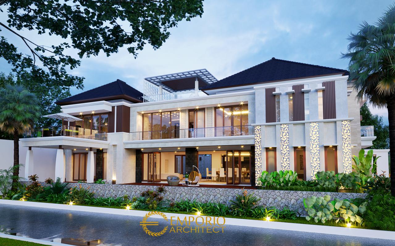Desain Tampak Belakang 1 Rumah Villa Bali 2.5 Lantai Bapak Arif di Jakarta Selatan 2