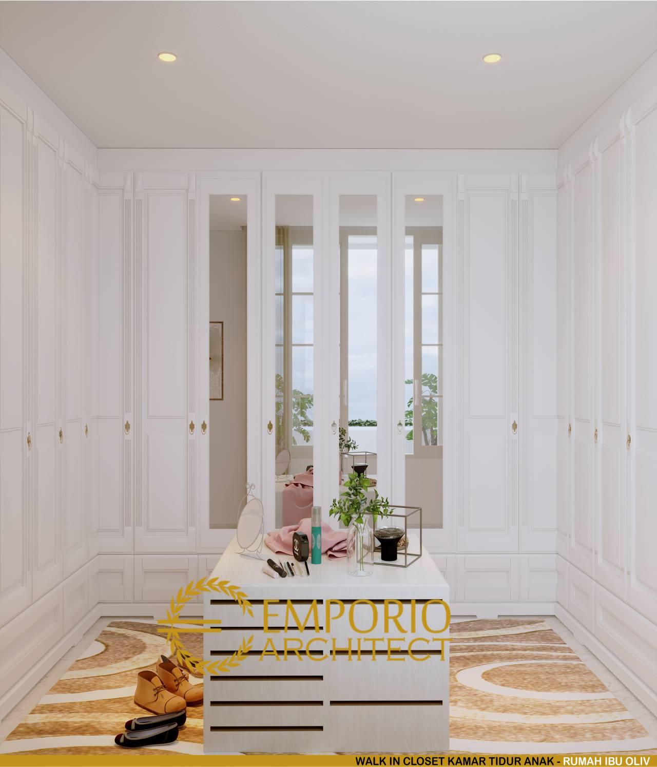 Desain Walk In Closet Kamar Tidur Anak Rumah Hook Mediteran 3.5 Lantai Ibu Olive di Jakarta Selatan 12
