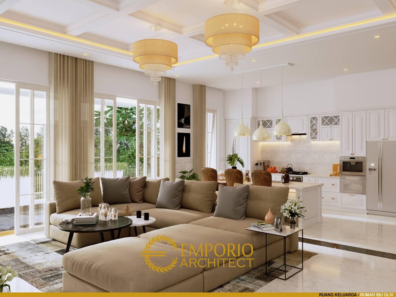 Desain Ruang Keluarga Rumah Hook Mediteran 3.5 Lantai Ibu Olive di Jakarta Selatan 4
