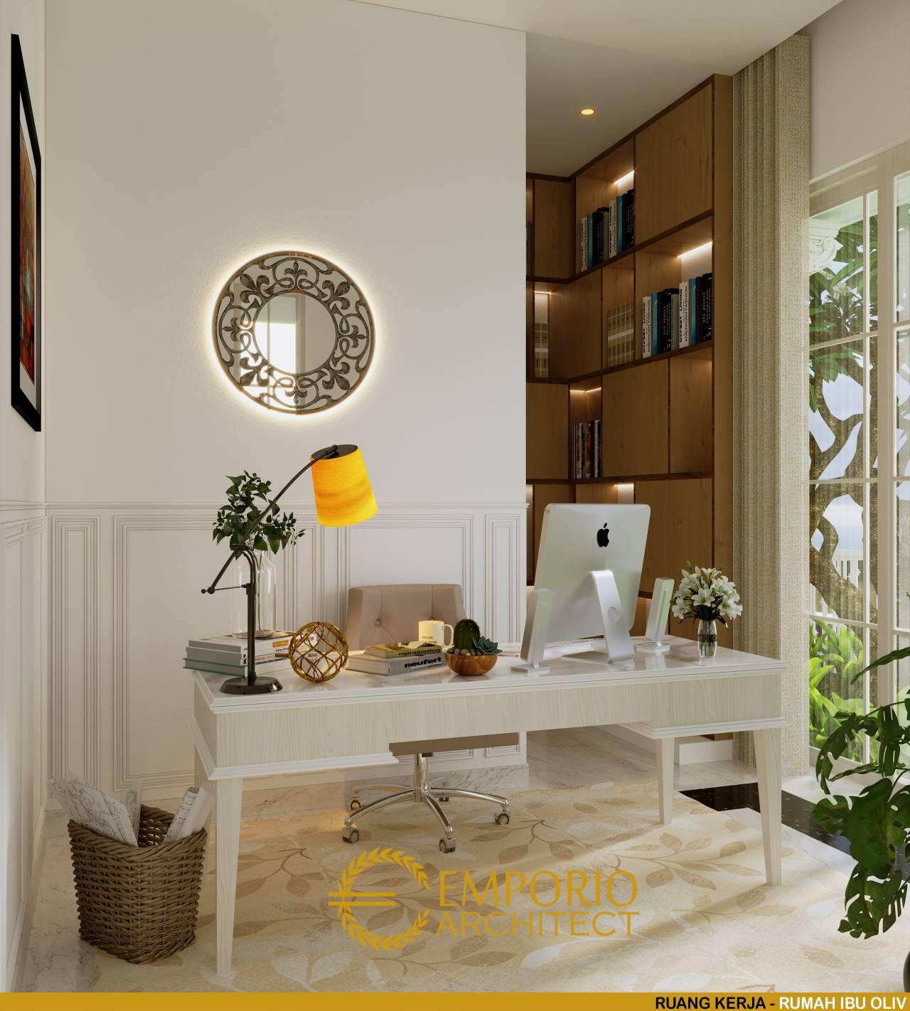 Desain Ruang Kerja Rumah Hook Mediteran 3.5 Lantai Ibu Olive di Jakarta Selatan 7