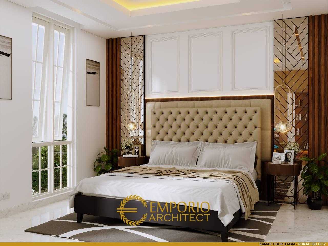 Desain Kamar Tidur Utama Rumah Hook Mediteran 3.5 Lantai Ibu Olive di Jakarta Selatan 8