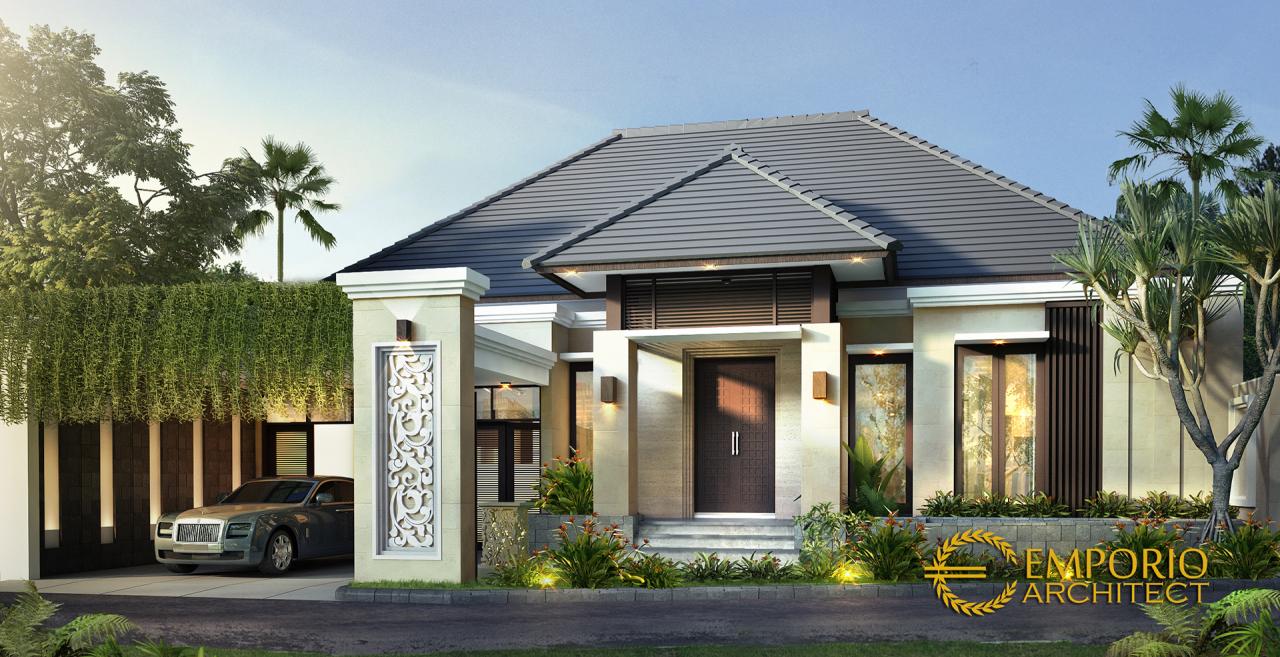 Desain Tampak Depan Rumah Villa Bali 2 Lantai Bapak Gondo di Jakarta Timur 1