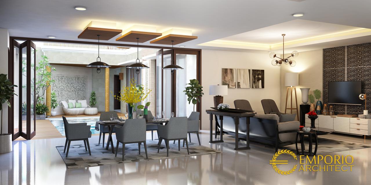 Desain Ruang Makan dan Ruang Keluarga Rumah Villa Bali 2 Lantai Bapak Gondo di Jakarta Timur 4
