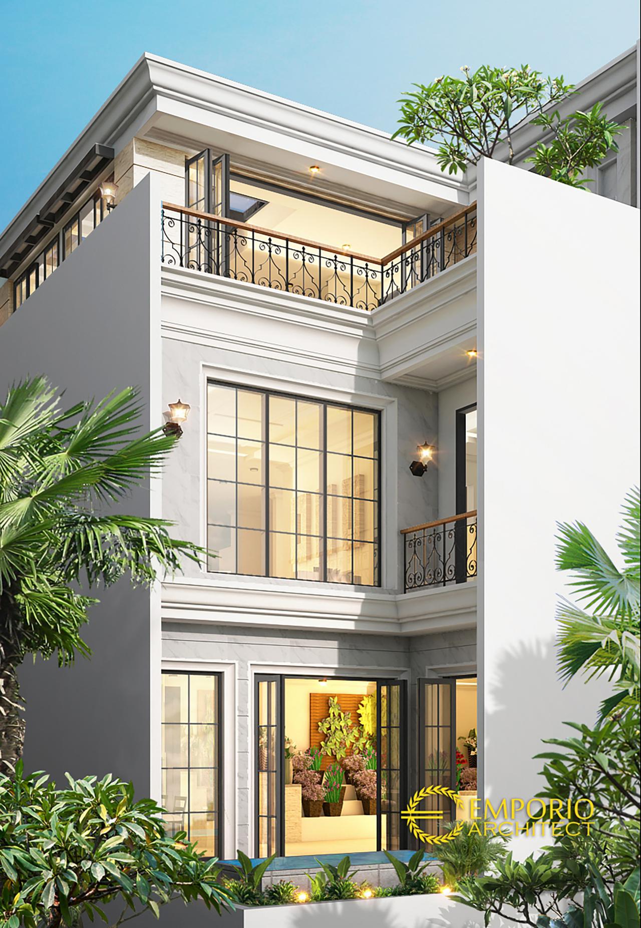Desain Tampak Belakang Rumah Classic 4 Lantai Bapak Bernard di Jakarta Utara 3