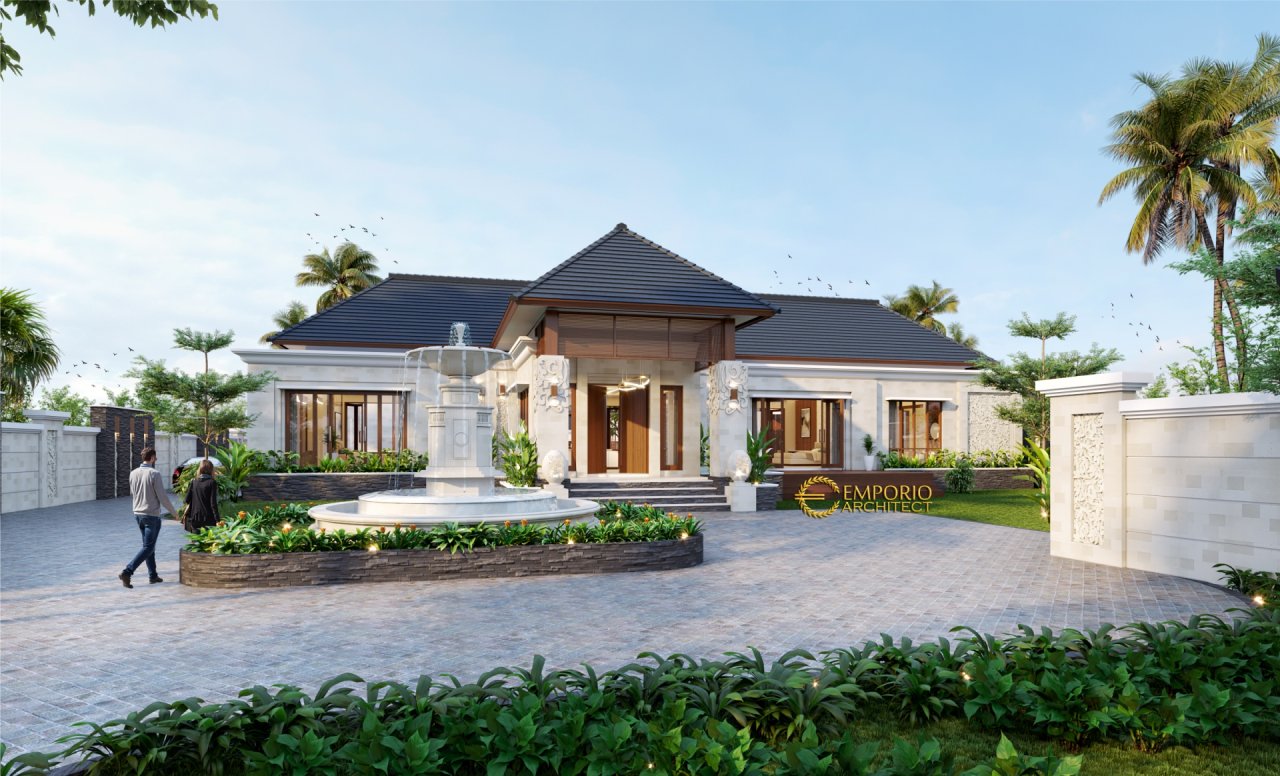 Desain rumah Villa Bali 1 lantai milik Bapak Taufan di Jember, Jawa Timur
