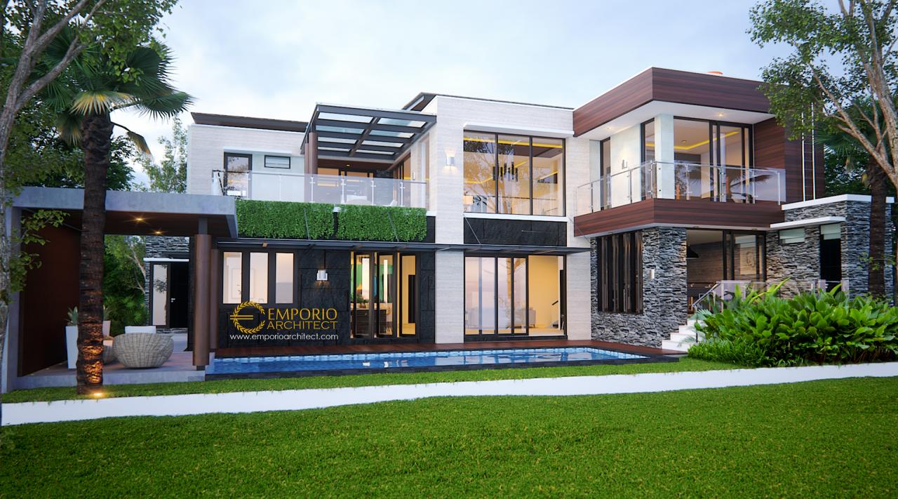 Desain Tampak Belakang Rumah Modern 2 Lantai Bapak Aheng di Kelapa Gading, Jakarta Utara 2