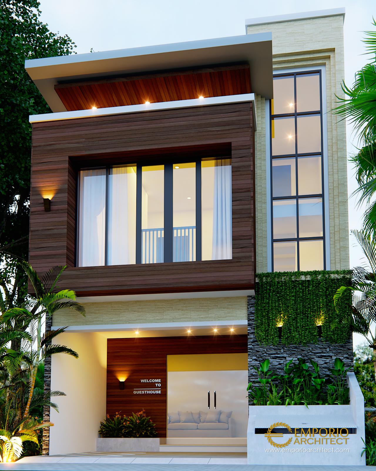 Desain Exterior 1 Guest House Modern 2 Lantai Ibu Bayu di Kerobokan, Badung, Bali 1