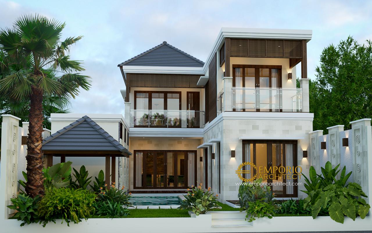 Desain Rumah Villa Bali 2 Lantai Ibu Rina di Lampung