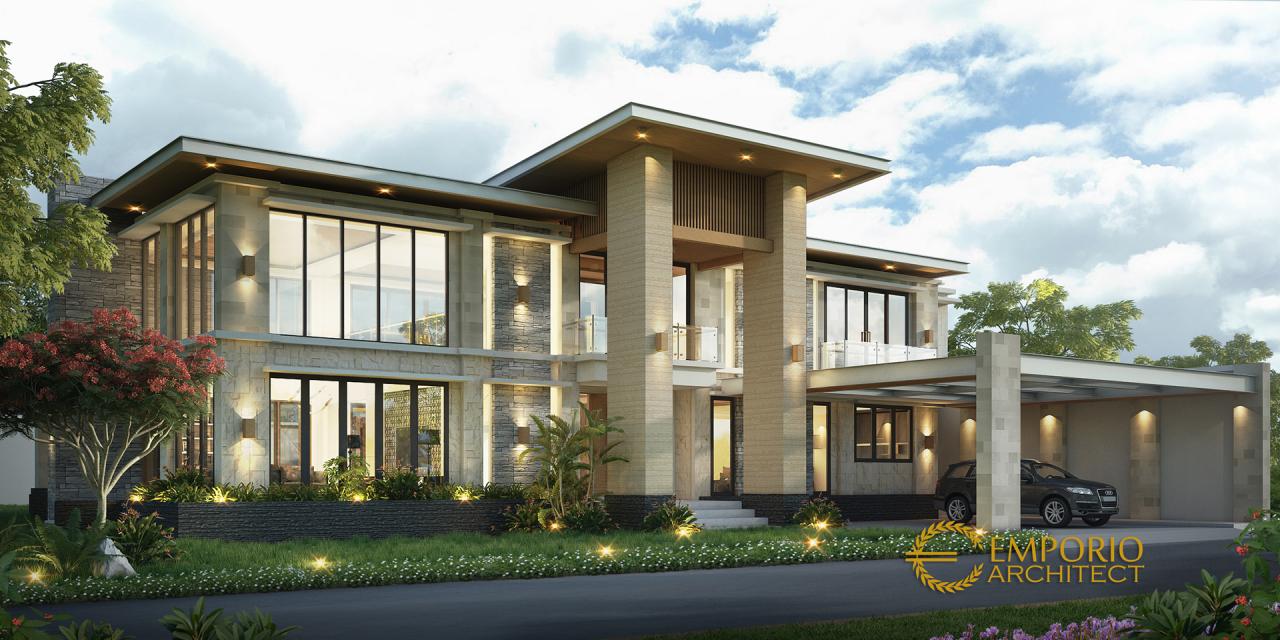 Desain Tampak Depan Rumah Modern 2 Lantai Bapak Alwi di Malang 1
