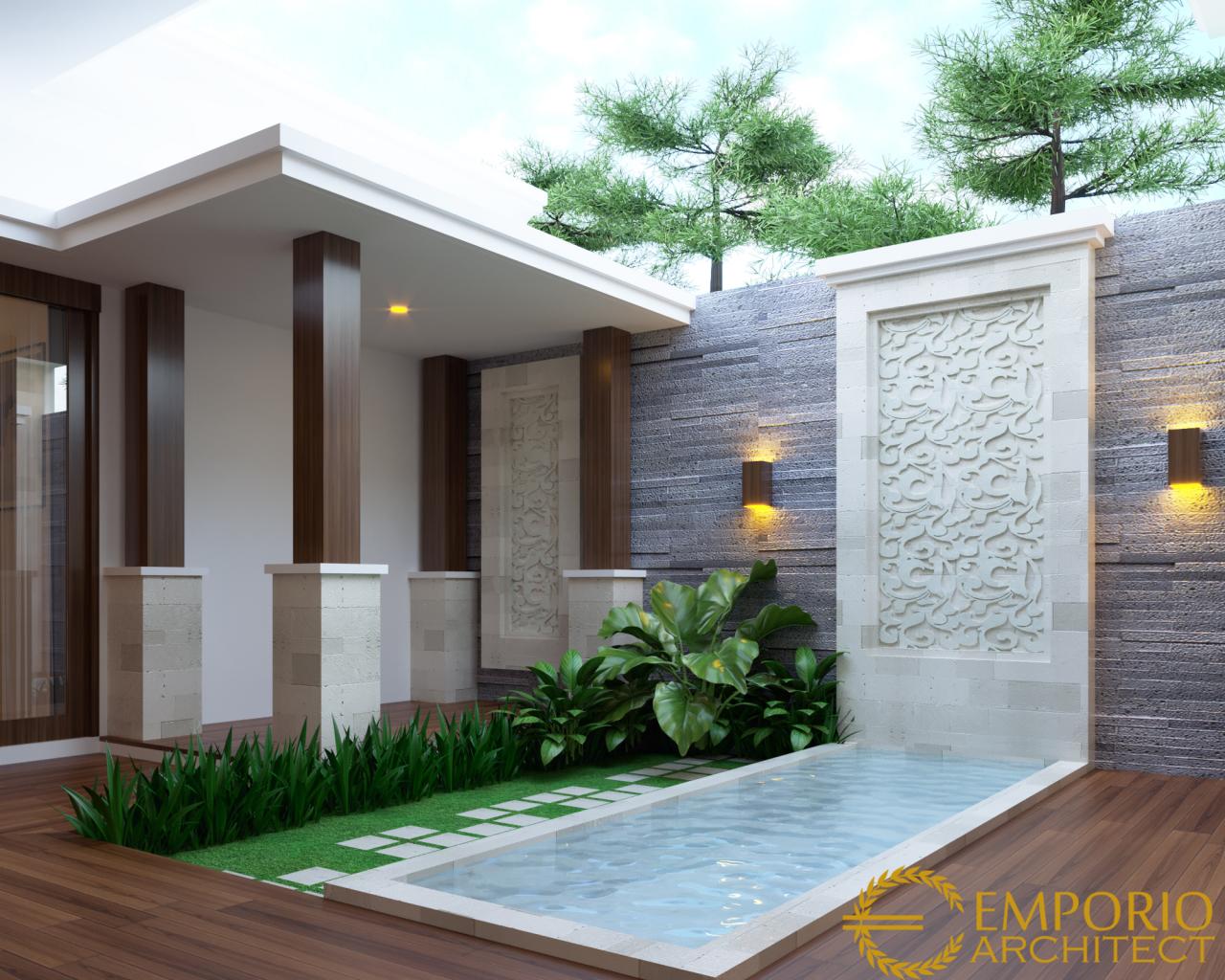 Desain Area Halaman Rumah Villa Bali 1 Lantai Ibu Pongky di Malang 3