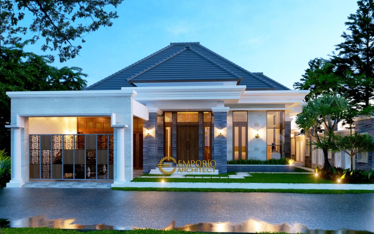 Desain Tampak Depan Rumah Villa Bali 1 Lantai Bapak Adi Perdana di Medan 1