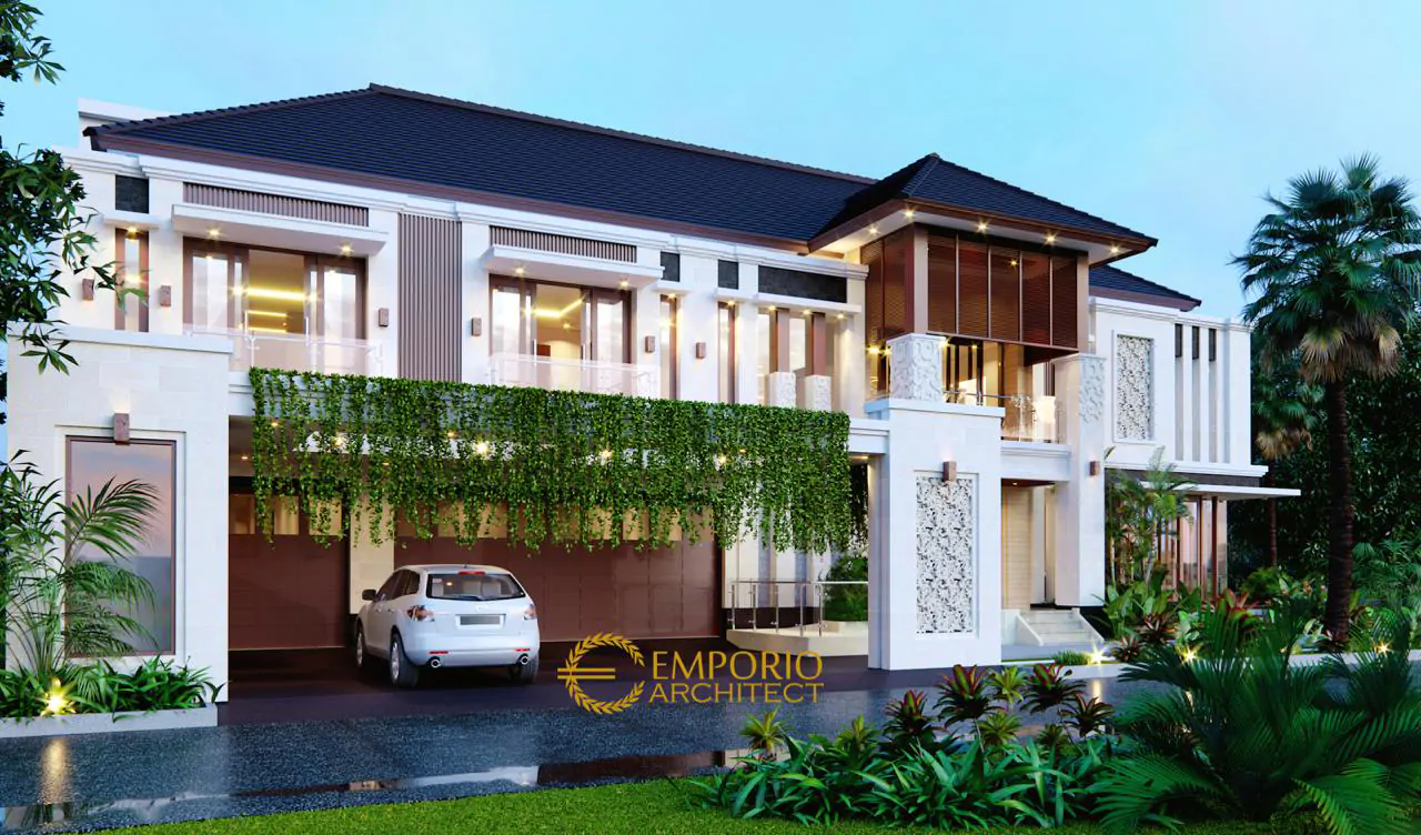 Desain Tampak Depan Rumah Hook Villa Bali 3 Lantai Bapak Hadi di Medan, Sumatera Utara 9723