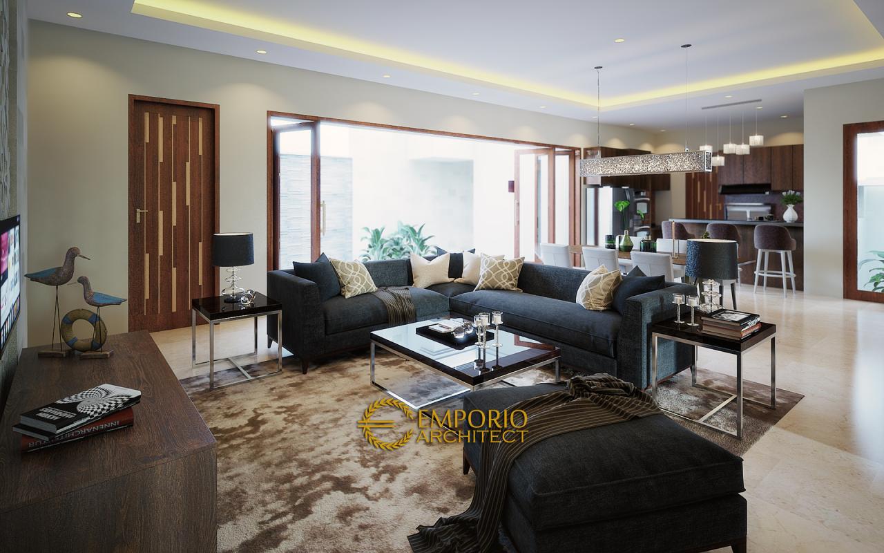 Desain Ruang Keluarga Rumah Villa Bali 1 Lantai Bapak Taufik Hidayat di Padang, Sumatera Barat 3