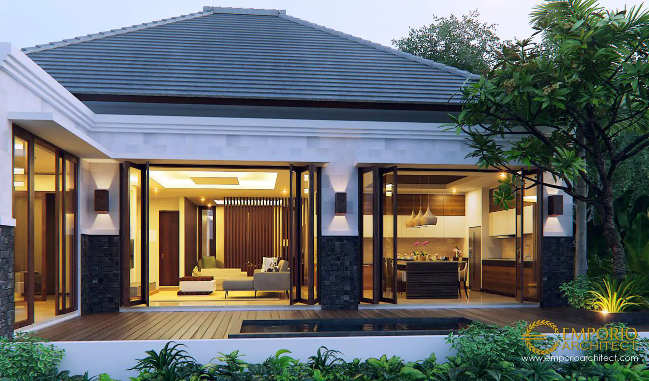 Desain Tampak Belakang Rumah Villa Bali 1 Lantai Bapak Rusli di Padang, Sumatera Barat 10502