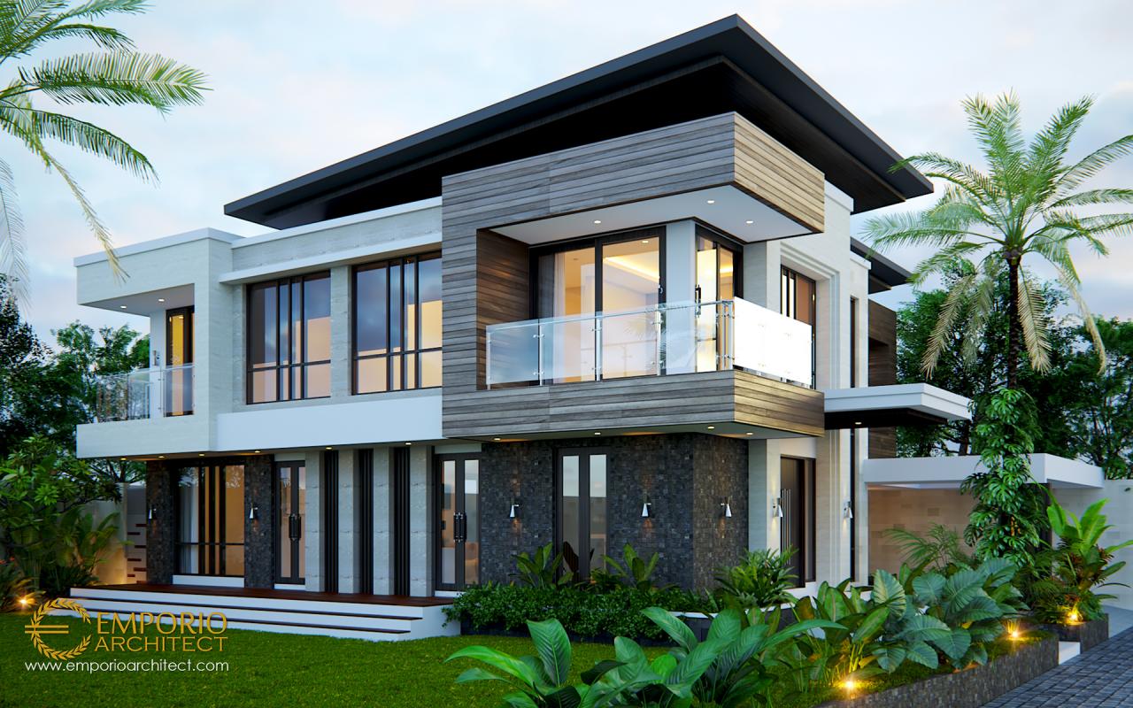 Desain Exterior 2 Rumah Modern 2 Lantai Bapak Ivan di Palembang 2