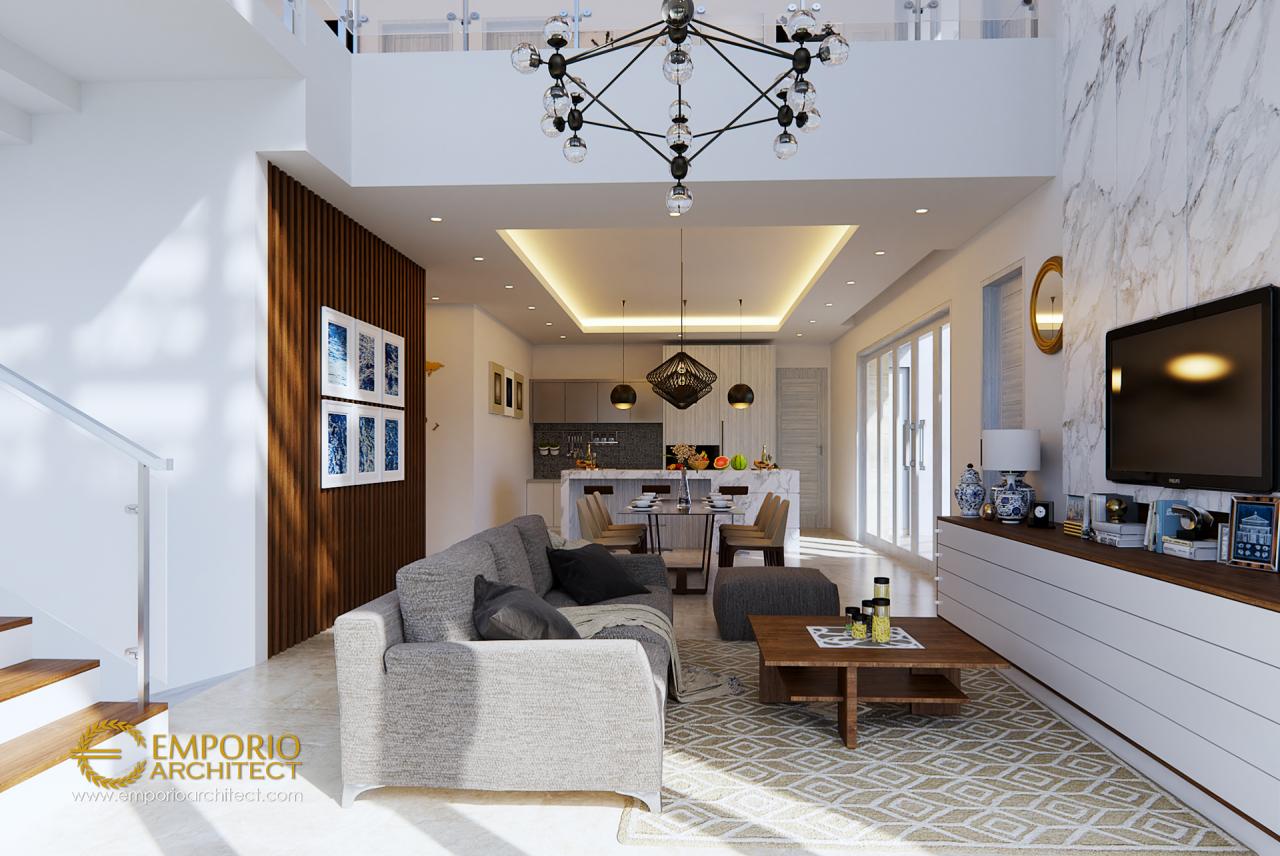 Desain Ruang Keluarga Rumah Hook Modern 2 Lantai Ibu Indi di Palembang 3