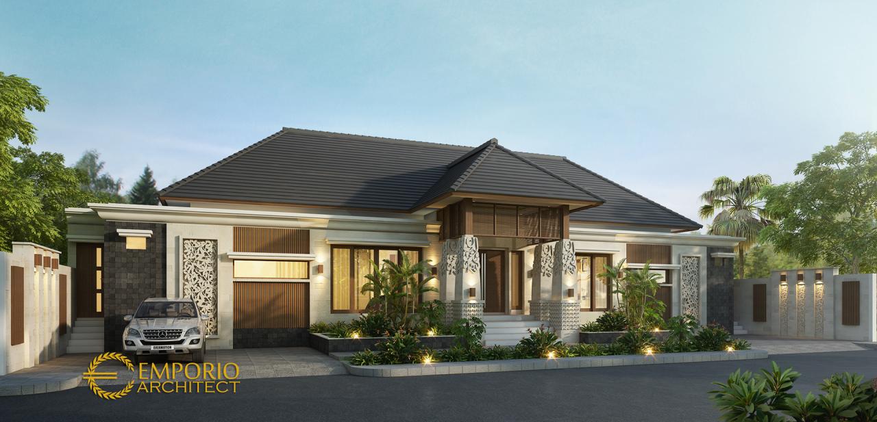 Desain Tampak Depan Rumah Villa Bali 1 Lantai Ibu Shelly di Palu, Sulawesi Tengah 1
