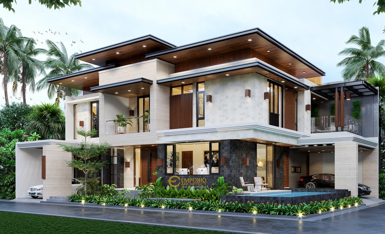 Desain Tampak Depan Rumah Hook Modern 2 Lantai Ibu Irma di Pamulang, Tangerang 1