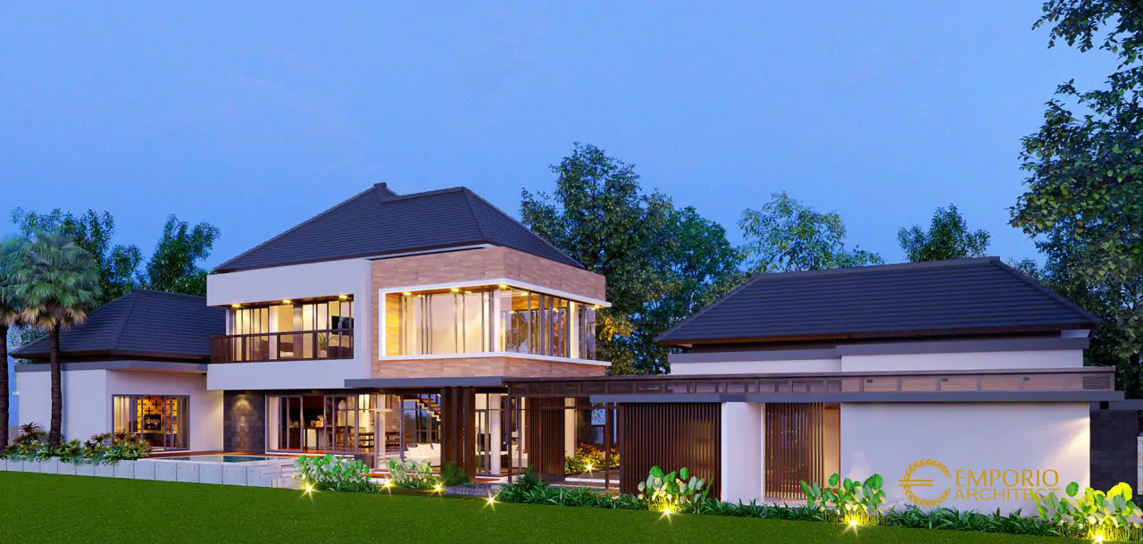 Desain Tampak Depan 2 Rumah Villa Bali 2 Lantai Bapak Guntur di Pandeglang, Banten 9308