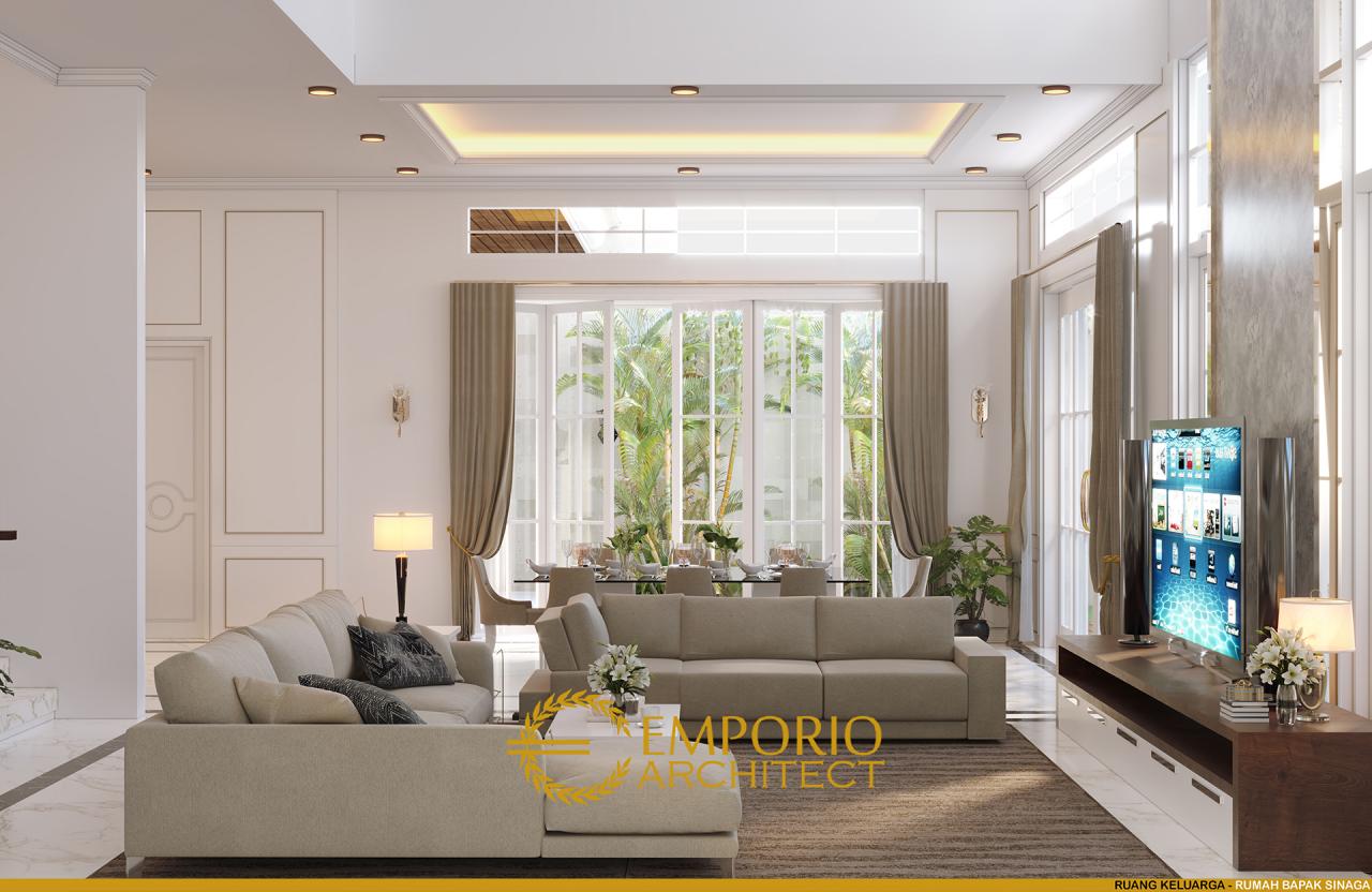 Desain Ruang Keluarga Rumah Classic 3 Lantai Bapak Sinaga di Pekanbaru, Riau 4