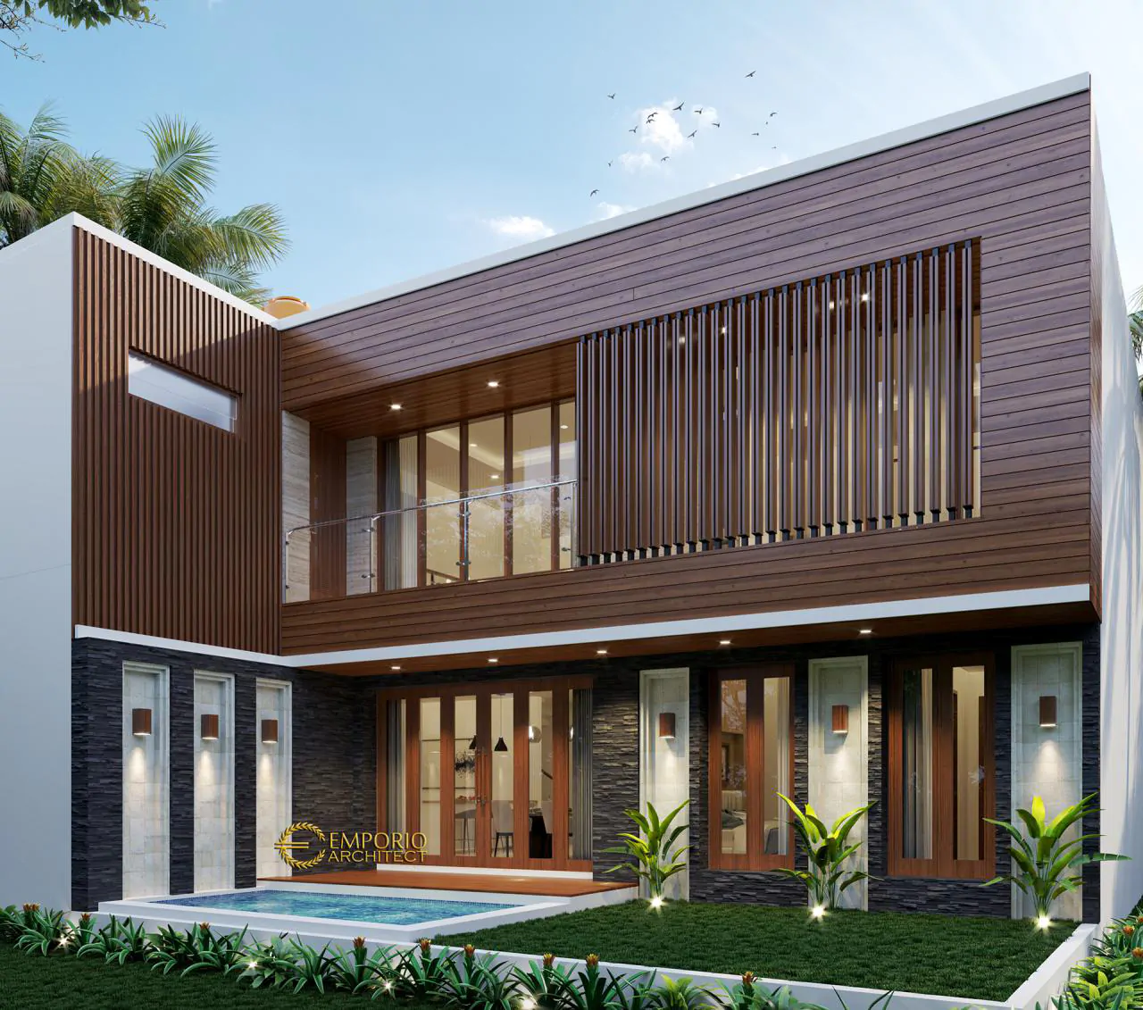 Desain Tampak Belakang Rumah Modern 2 Lantai Bapak Harris di Pekanbaru, Riau 9176