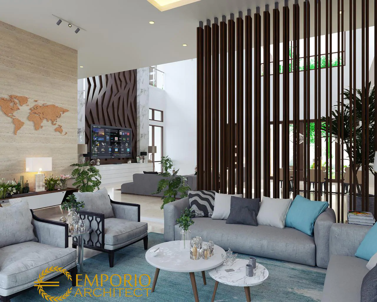 Desain Ruang Tamu Rumah Modern 2 Lantai Bapak Edwin di Pontianak 10060
