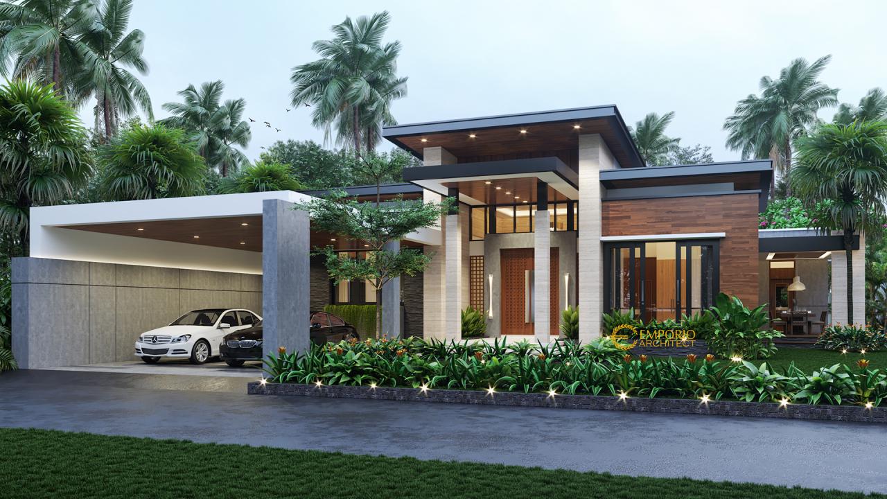 Desain rumah modern 1 lantai milik Ibu Fanny di Sambas, Kalimantan Barat